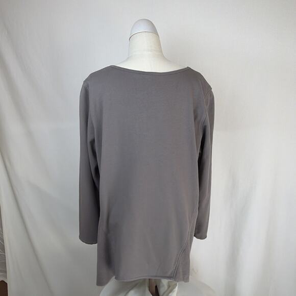 NWT Kleen Taupe Long Sleeve V-Neck Asymmetrical Tunic 100% Cotton #0722 XL - Picture 3 of 8